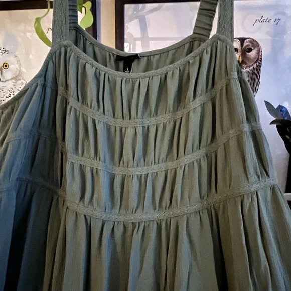 Torrid 2 Square Neck Lace Inset Maxi Dress Olivine - Picture 6 of 6